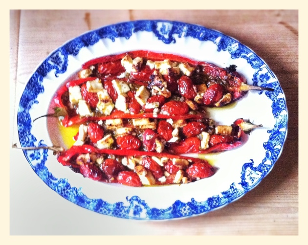 Sweet Red Peppers with Feta and Pesto