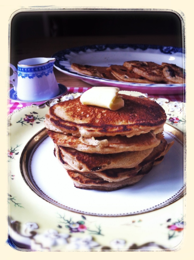 Sour Cream and Cinnamon Pancakes with Blueberries