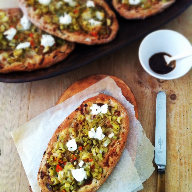 thyme-and-seed-pide-with-a-leek-celery-and-goats-cheese-topping